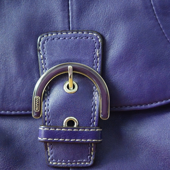 Coach Soho Deep Purple Leather Flap Buckle Y2K Crossbody Bag - Picture 5 of 11